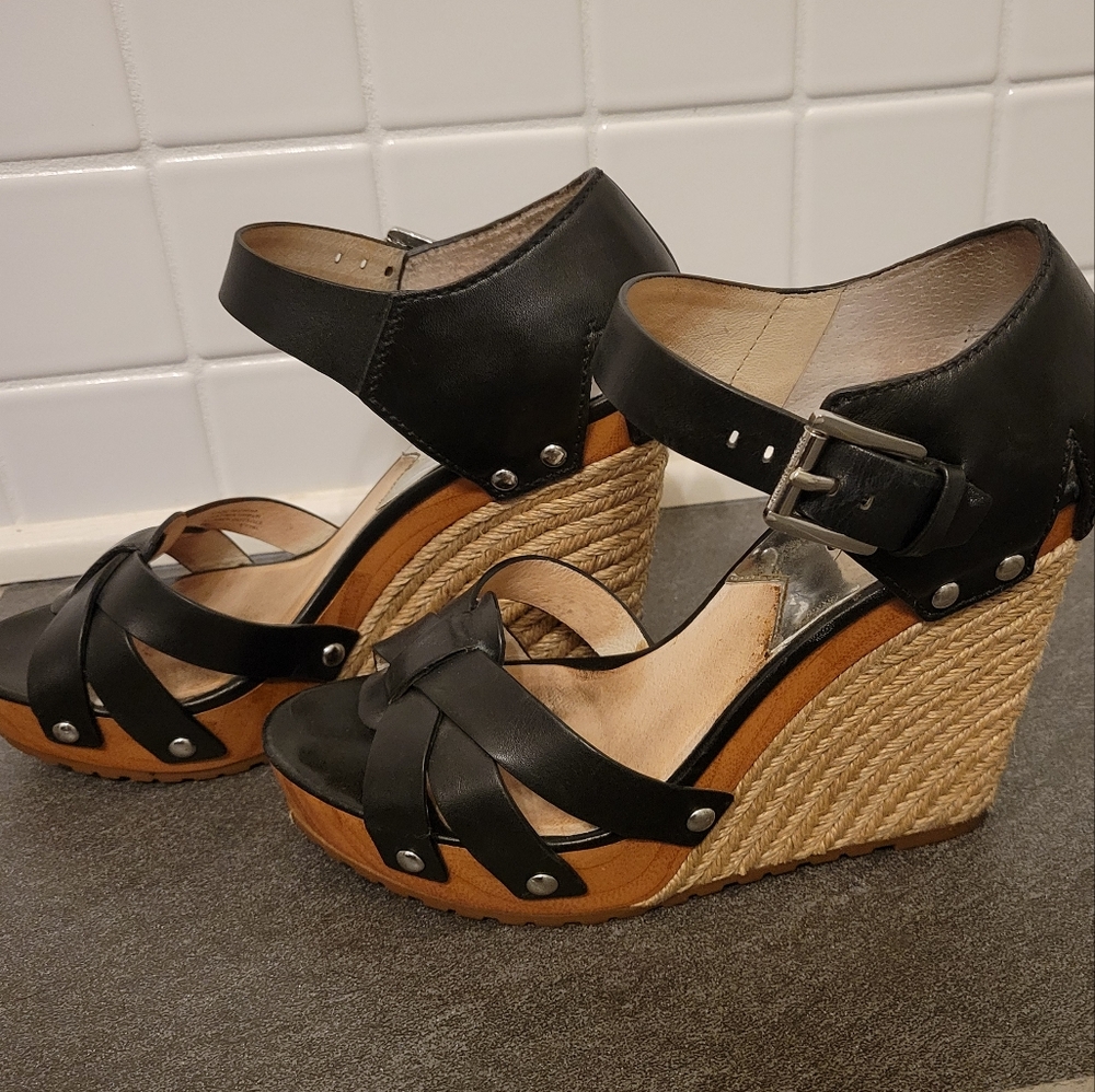 Michael Kors Jetset6 Black Espadrille Platform Sandals Size  8